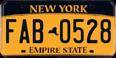 NY license plate FAB0528