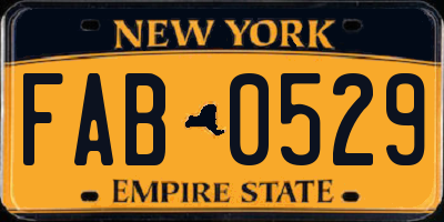 NY license plate FAB0529