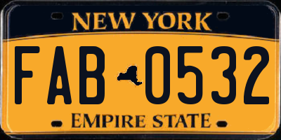 NY license plate FAB0532