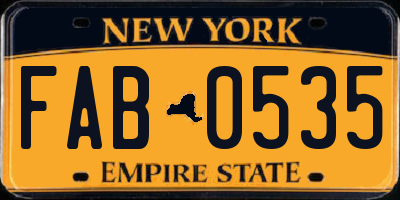 NY license plate FAB0535