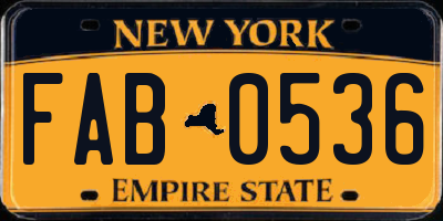 NY license plate FAB0536