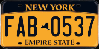 NY license plate FAB0537