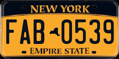 NY license plate FAB0539