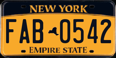 NY license plate FAB0542