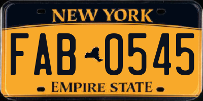 NY license plate FAB0545