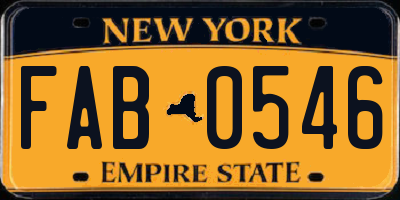 NY license plate FAB0546