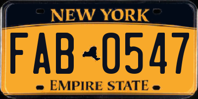 NY license plate FAB0547