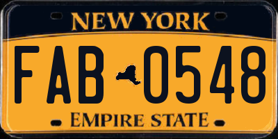 NY license plate FAB0548