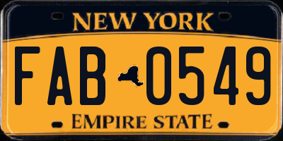 NY license plate FAB0549