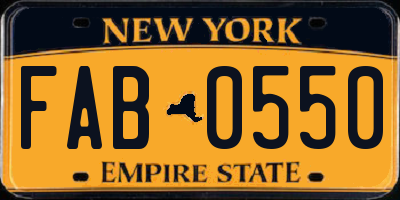 NY license plate FAB0550