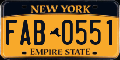 NY license plate FAB0551