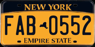 NY license plate FAB0552