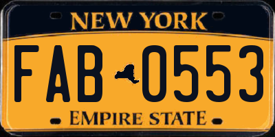 NY license plate FAB0553