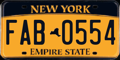 NY license plate FAB0554