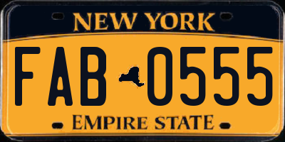 NY license plate FAB0555