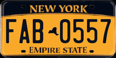 NY license plate FAB0557