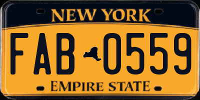 NY license plate FAB0559