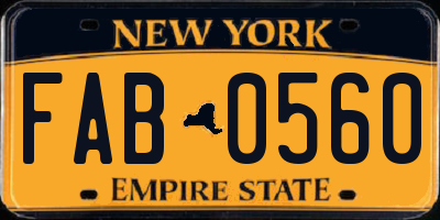 NY license plate FAB0560