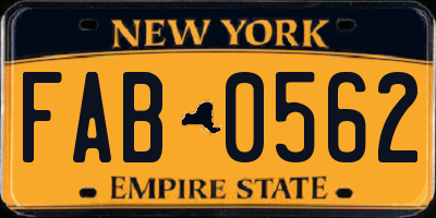 NY license plate FAB0562