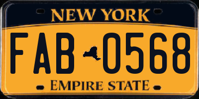 NY license plate FAB0568