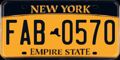 NY license plate FAB0570