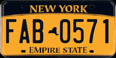 NY license plate FAB0571