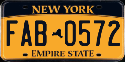 NY license plate FAB0572