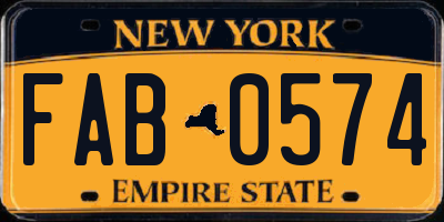 NY license plate FAB0574