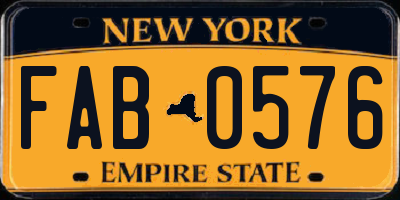 NY license plate FAB0576