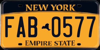 NY license plate FAB0577