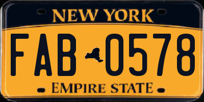 NY license plate FAB0578