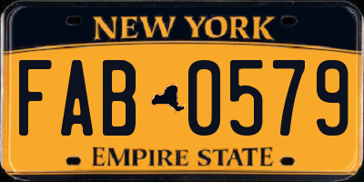 NY license plate FAB0579