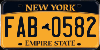 NY license plate FAB0582