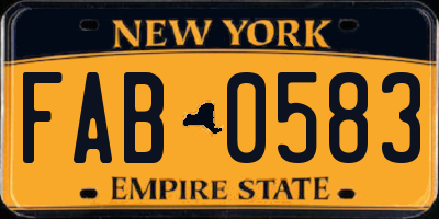 NY license plate FAB0583