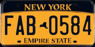 NY license plate FAB0584