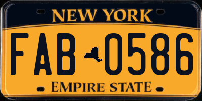 NY license plate FAB0586