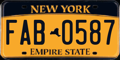 NY license plate FAB0587