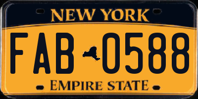 NY license plate FAB0588