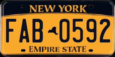 NY license plate FAB0592