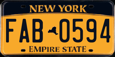 NY license plate FAB0594