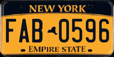 NY license plate FAB0596