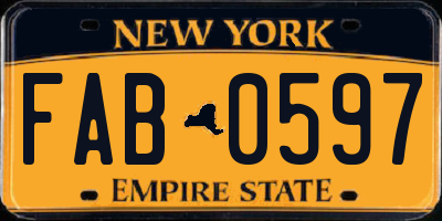 NY license plate FAB0597