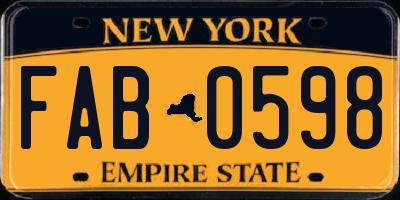 NY license plate FAB0598