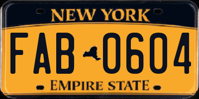 NY license plate FAB0604