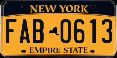 NY license plate FAB0613