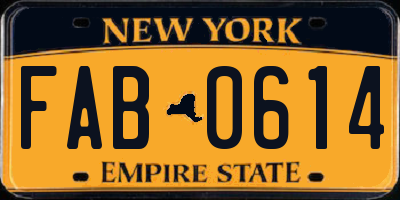 NY license plate FAB0614