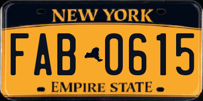 NY license plate FAB0615