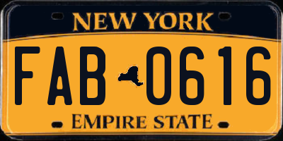 NY license plate FAB0616