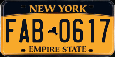 NY license plate FAB0617