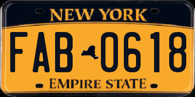 NY license plate FAB0618